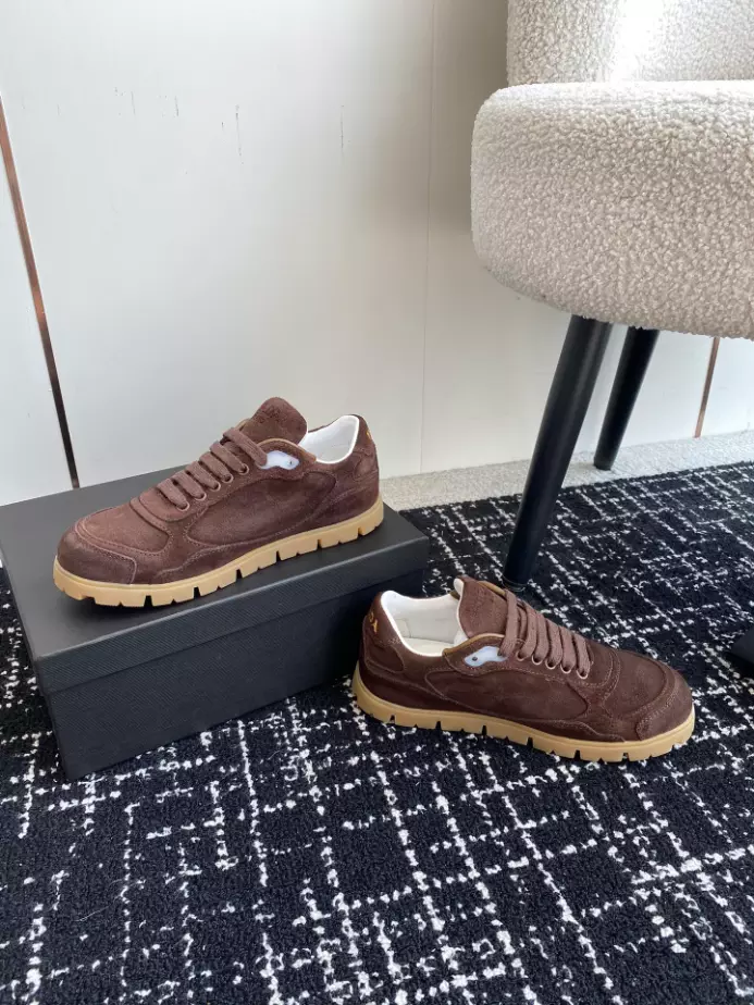 Pra*a trail faded suede sneakers in dark brown- prd079