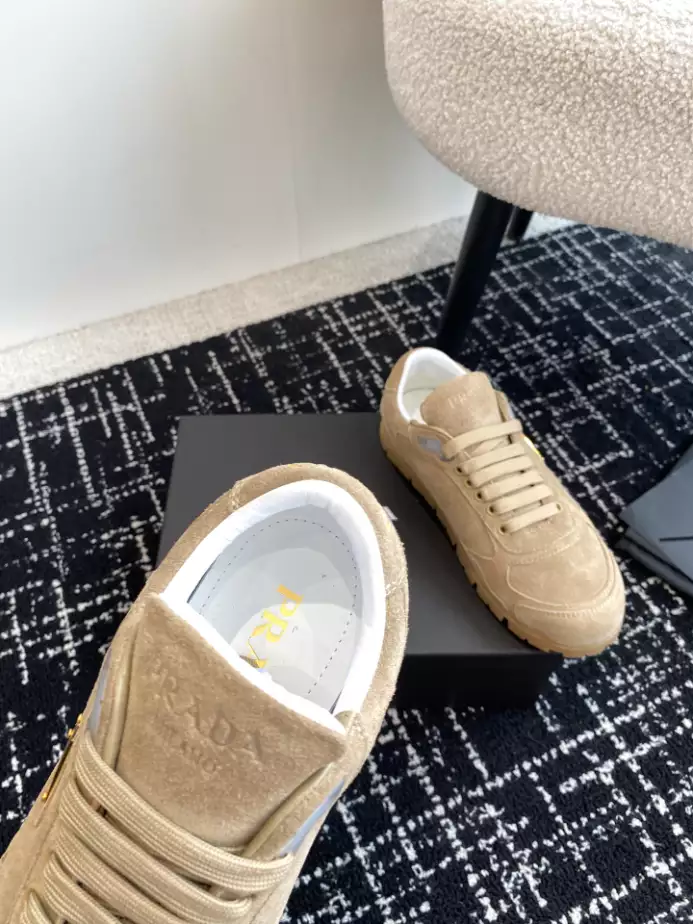 Pra*a trail faded suede sneakers in ecru - prd080