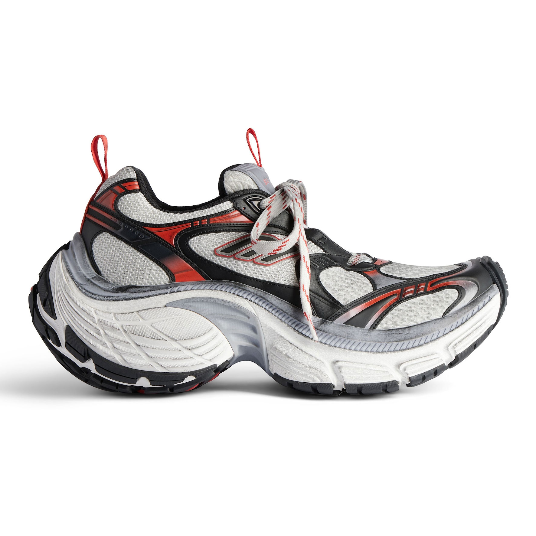 Ba*len*cia*ga men's 10xl sneaker in grey/white/red - bb271