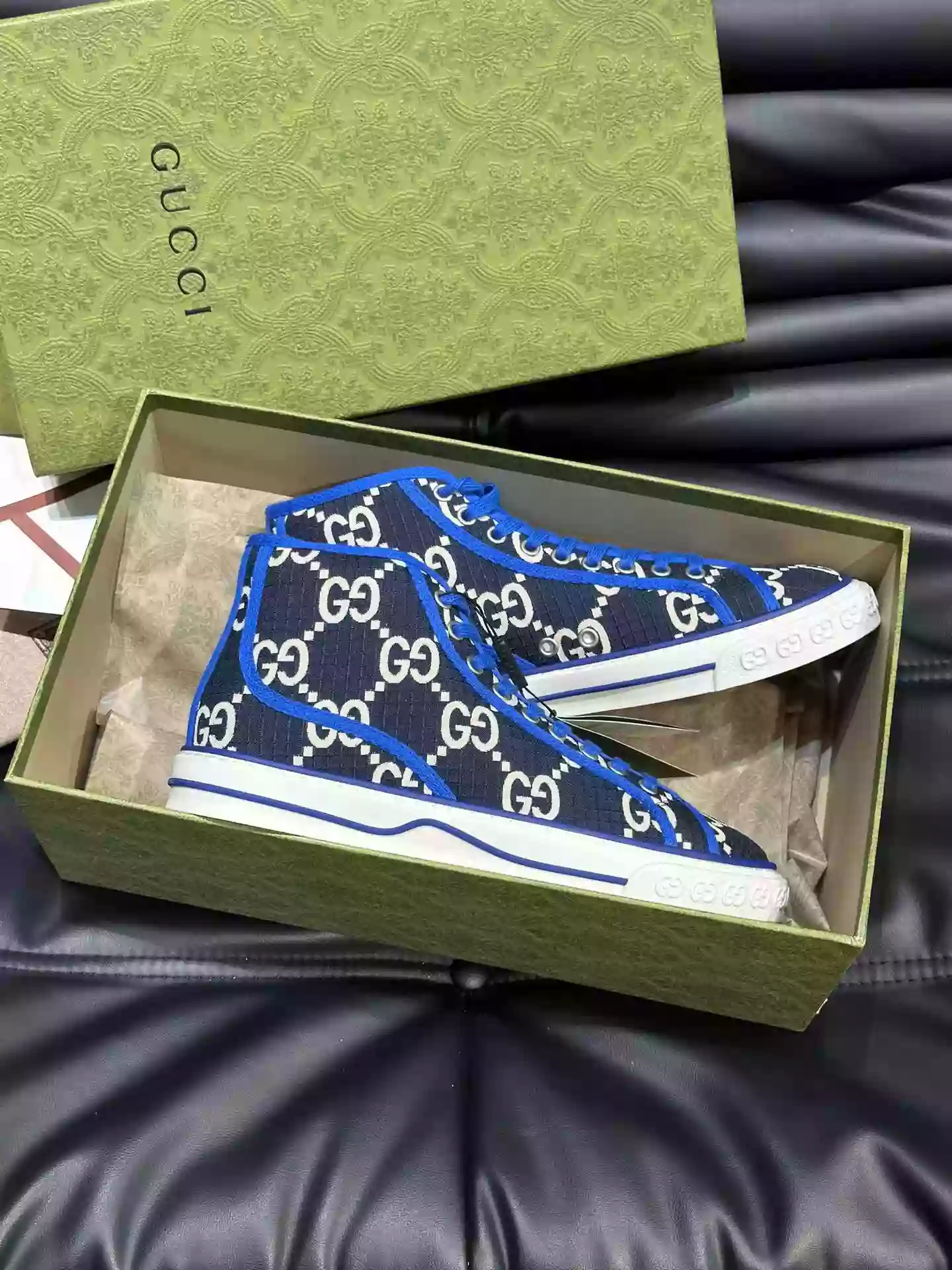 G*u*i tennis 1977 high-top shoes sneakers in black/blue - gc284