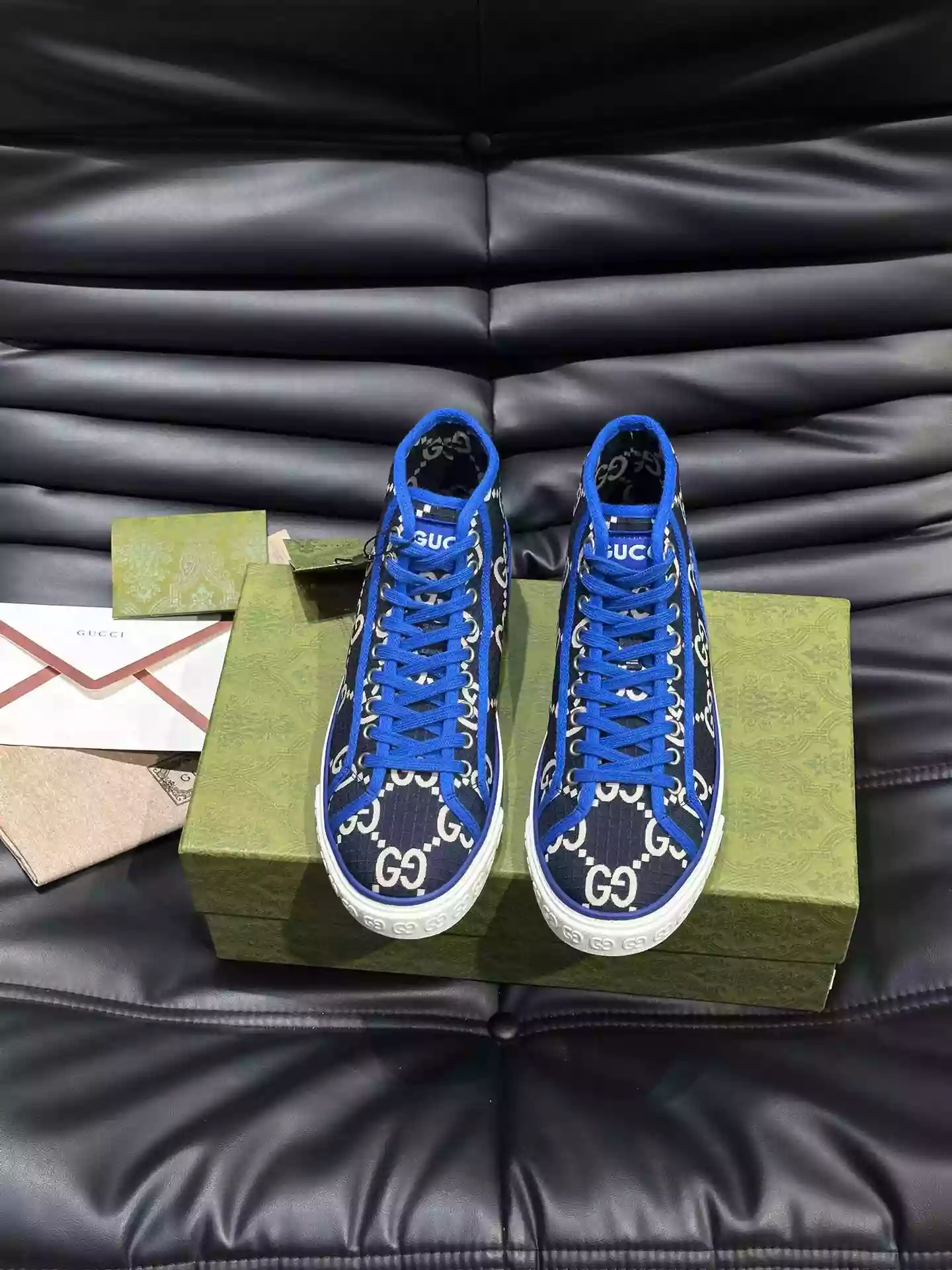 G*u*i tennis 1977 high-top shoes sneakers in black/blue - gc284